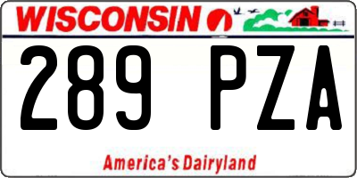 WI license plate 289PZA
