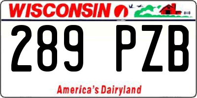 WI license plate 289PZB