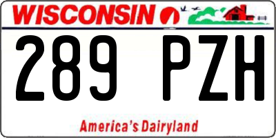 WI license plate 289PZH