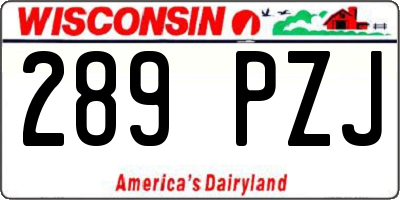 WI license plate 289PZJ