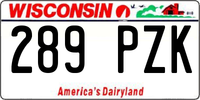 WI license plate 289PZK