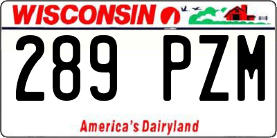 WI license plate 289PZM