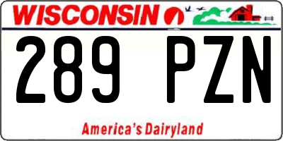 WI license plate 289PZN