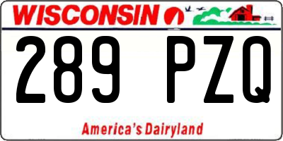 WI license plate 289PZQ