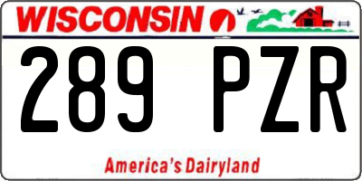 WI license plate 289PZR