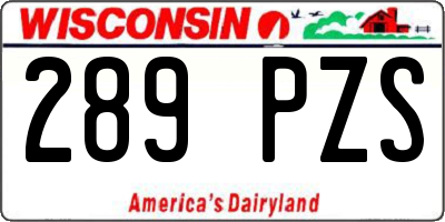 WI license plate 289PZS