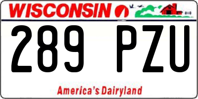WI license plate 289PZU