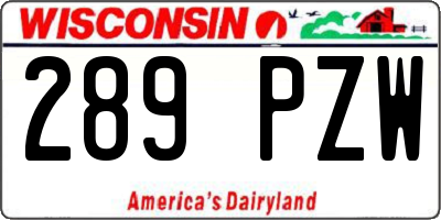 WI license plate 289PZW