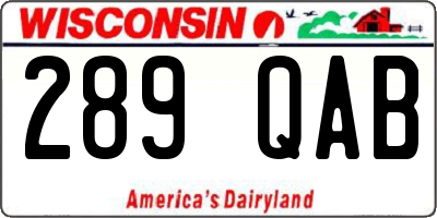 WI license plate 289QAB