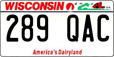 WI license plate 289QAC