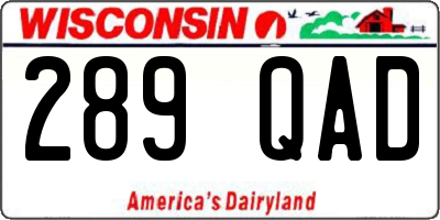 WI license plate 289QAD