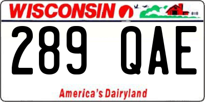 WI license plate 289QAE