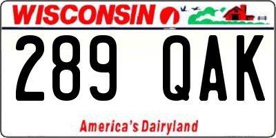 WI license plate 289QAK