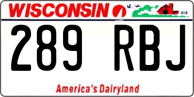 WI license plate 289RBJ