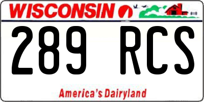WI license plate 289RCS