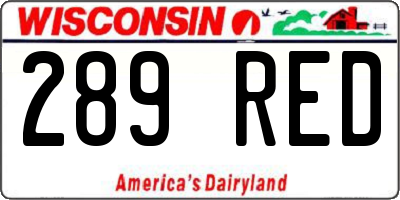 WI license plate 289RED