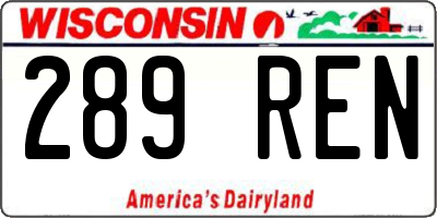 WI license plate 289REN