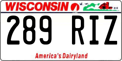 WI license plate 289RIZ