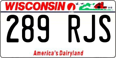 WI license plate 289RJS