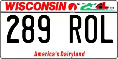 WI license plate 289ROL