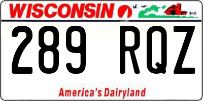 WI license plate 289RQZ