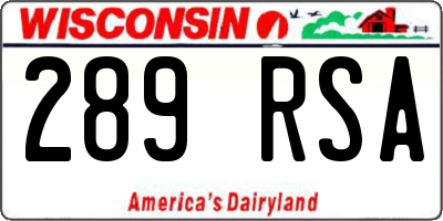 WI license plate 289RSA