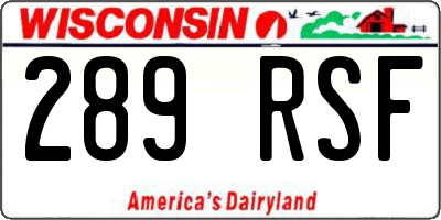 WI license plate 289RSF
