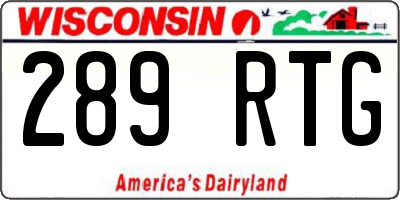 WI license plate 289RTG