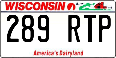 WI license plate 289RTP