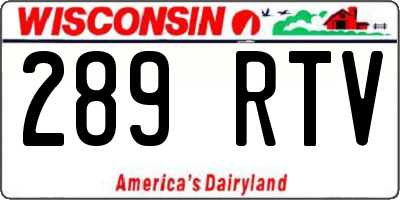 WI license plate 289RTV