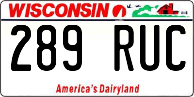 WI license plate 289RUC