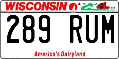 WI license plate 289RUM