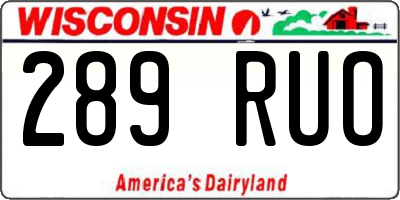 WI license plate 289RUO