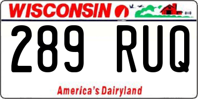 WI license plate 289RUQ