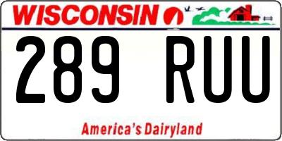 WI license plate 289RUU