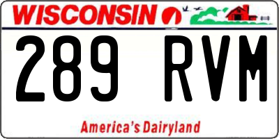 WI license plate 289RVM