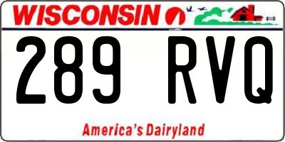 WI license plate 289RVQ