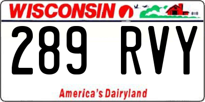 WI license plate 289RVY