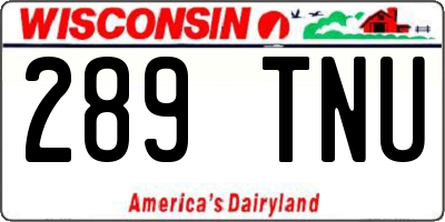 WI license plate 289TNU
