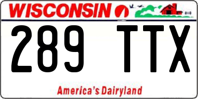 WI license plate 289TTX