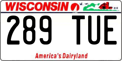 WI license plate 289TUE