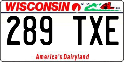 WI license plate 289TXE
