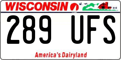 WI license plate 289UFS
