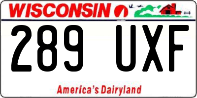 WI license plate 289UXF