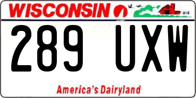 WI license plate 289UXW