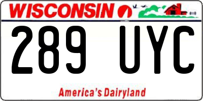WI license plate 289UYC