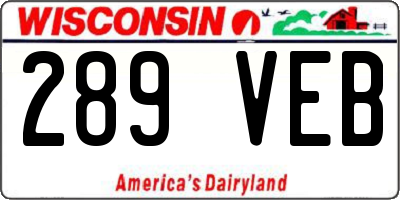 WI license plate 289VEB