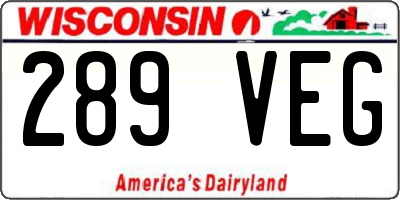 WI license plate 289VEG