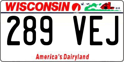 WI license plate 289VEJ