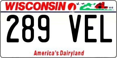 WI license plate 289VEL